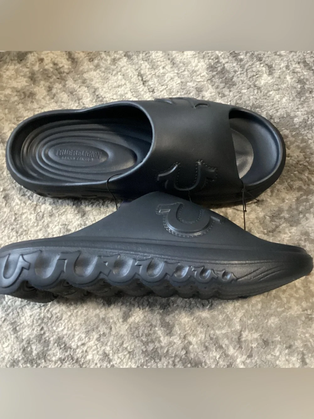 True Religion Men’s Tupac Slides Sandals molded Black Size 13